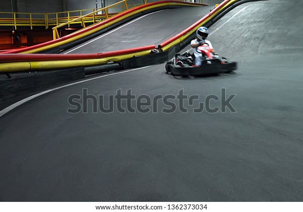 Indoor Kart Racing On Go Kart Stock Photo Edit Now 1362373034