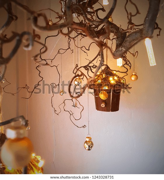 Indoor Light Decoration Branches Bird House Stock Photo Edit Now
