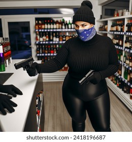 Curvy White Female Robber Wearing Black AI-generated image 2418372953 ...