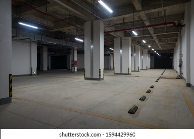 Indoor Space Of Large Underground Parking Lot