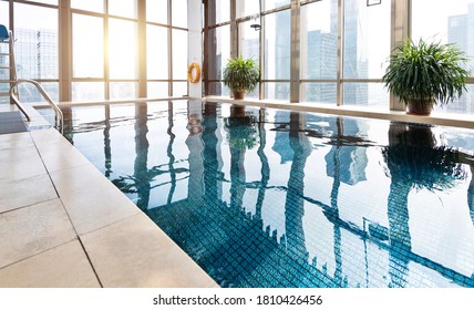 Indoor swimming pool in the city.