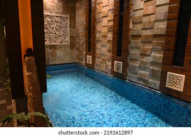 Indoor Swimming Pool At Hotel.