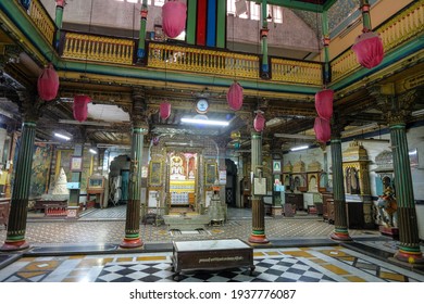 Indore, India - March 2021: Detail Of The Interior Of A Jain Temple In Sarafa Bazaar On March 12, 2021 In Indore, Madhya Pradesh, India.