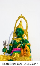Indra, the green body god that is highly respected lonely on a white background
