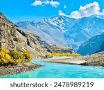 Indus River Surrounded by mountains in shigar valley. This is one of the most beautiful place I visited ever in my life. This is Natural beauty of Gilgit baltistan.