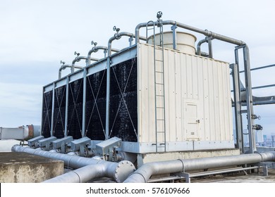Industrial Air Conditioning Units On A Rooftop.