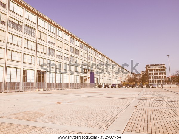 Industrial architecture of the old\
Torino Lingotto dismissed car factory in Turin Italy\
vintage