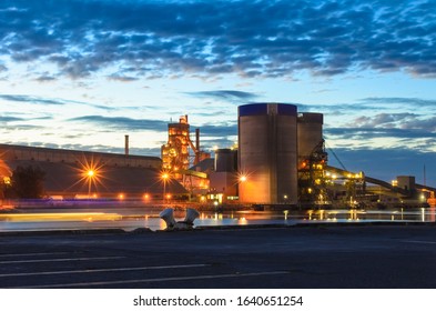 Industrial Area Of Port Adelaide At Night, South Australia. Long Exposure Settings