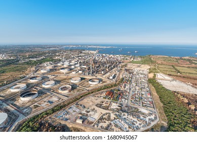 Industrial Area In Syracuse Sicily, Aerial View