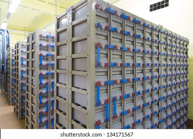 Industrial Backup Power System Consisting Of Many Batteries.