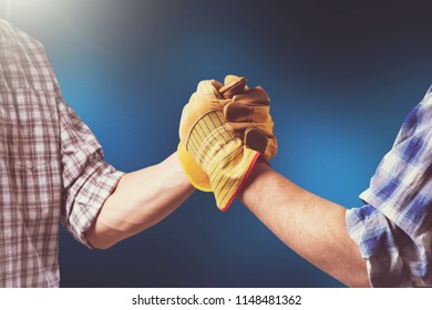 Industrial Bricklayer Handshake