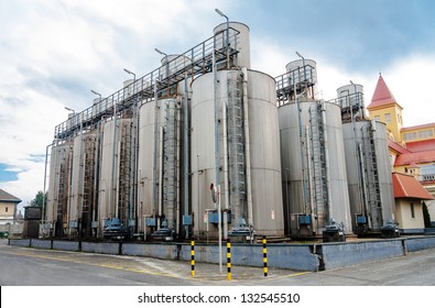 Industrial Building Exterior Against Blue Sky