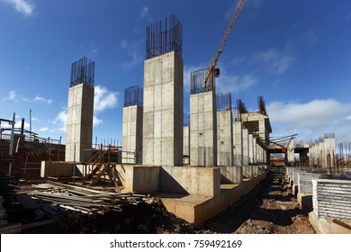 Industrial building, foundation, pillars, floor for the iron ore industry