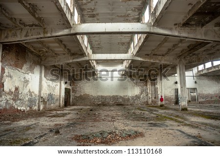 Industrial building interior in dark colors