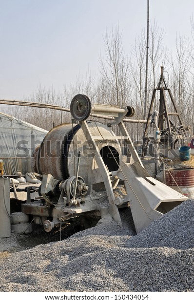 Industrial cement mixer in the\
site  