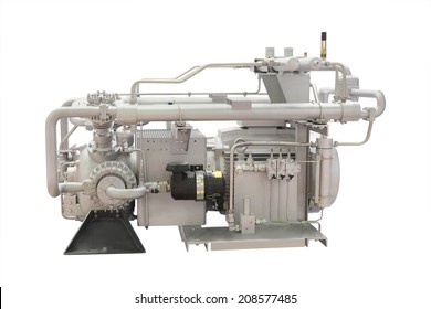 Industrial Compressor Isolated Under The White Background