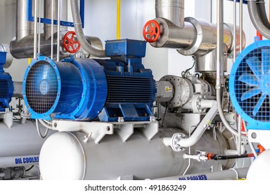 Industrial Compressor Refrigeration At Manufacturing Factory