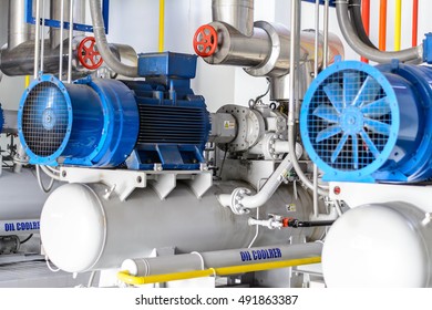 Industrial Compressor Refrigeration At Manufacturing Factory