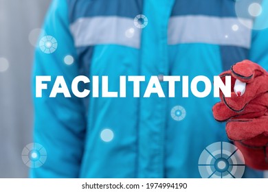 Industrial Concept Of Facilitation. Facilitating Industry Service.