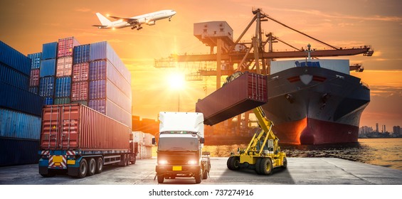 Industrial Container Cargo freight ship for Logistic Import Export concept