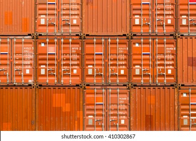 Industrial Container Close Up In Port