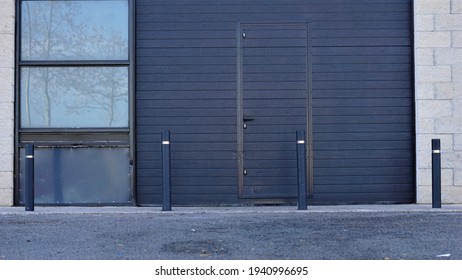 Industrial Door With Security Bollards