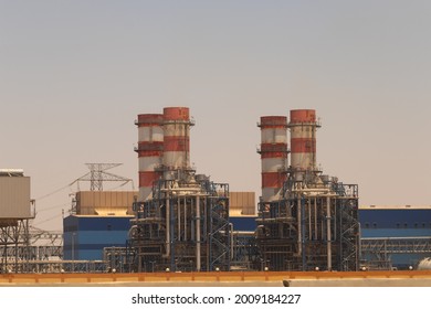 Industrial Electric Power Plant Showing The Towers  