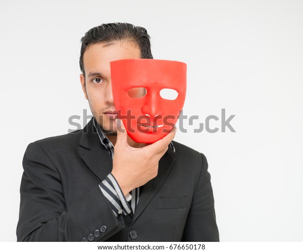 Industrial Espionage Concept Red Masked Businessmanyoung Stock Photo ...