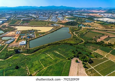 Industrial Estate Land Development Water Reservoir Farm Land Aerial Photography