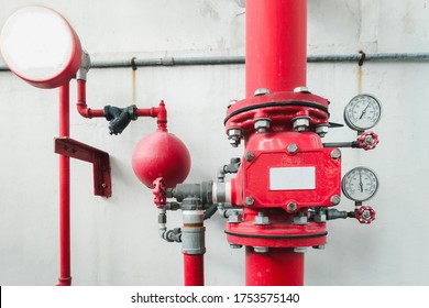 Industrial Fire Extinguishing and Control for Safety System, Fire Protection Alarm and Pipeline Equipment. Sprinkler Water Pipe Controller Station for Fire Prevention Systems, Factory Extinguisher - Shutterstock ID 1753575140
