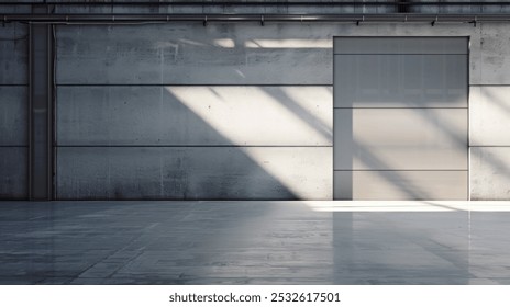 Industrial Garage Interior with Concrete Walls and Large Door - Powered by Shutterstock