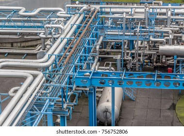 Industrial Infrastructure In The Factory. Pipes And Transmission Systems For Fuels And Technical Gases.