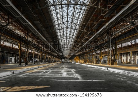 Industrial interior of an old factory building