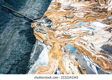 Industrial Landscape. Aerial View. Dry Surface. Desertic Landscape. Human Impact On The Environment. View From Above. Abstract Industrial Background. 