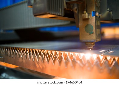 Industrial Laser Cutting Holes In Metal Sheet