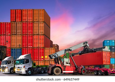 Industrial Logistics Containers Shipping Forklift Handling Stock Photo ...