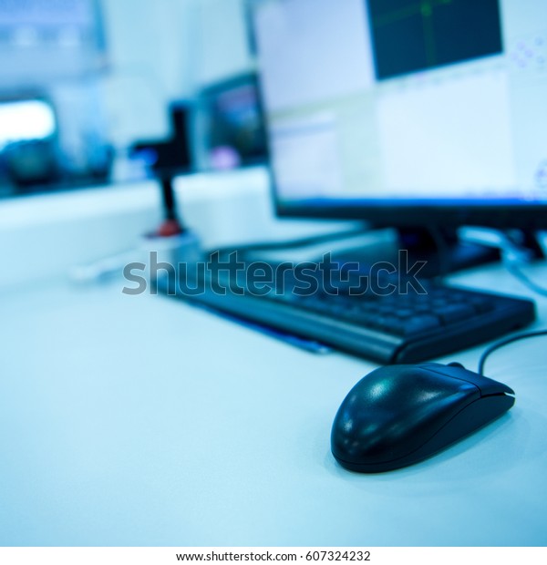 Industrial Machine Control Room Computer Monitors Technology