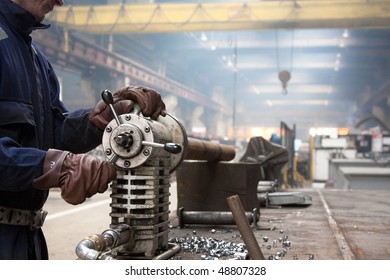 industrial machine for making holes in steel pipes