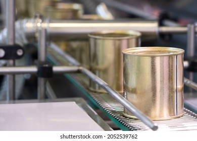 Industrial Machine Used In Canning Production. Close-up View.