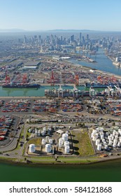 Industrial Melbourne: Coode Island And CBD Skyline Viewed From Above Yarraville