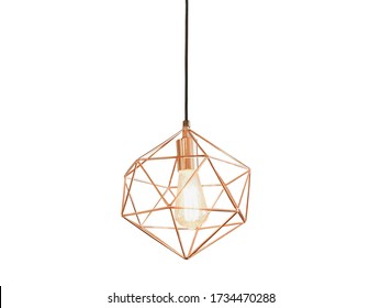 Industrial Metal Cage Pendant Light Hanging Lamp Edison Bulb Lighting.,lamp Isolated On A White Background.,This Has Clipping Path.