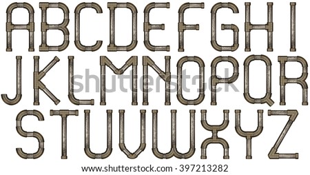 Industrial metal pipe alphabet letters