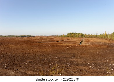 Industrial Milled Peat Production In Saara Bog, Estonia.