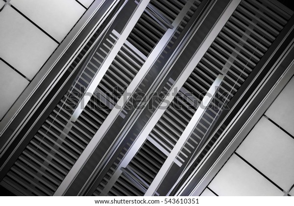 Industrial Office Building Ceiling Ventilation Grilles Stock Photo