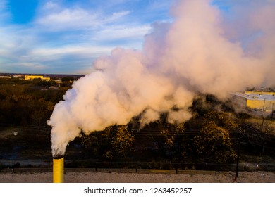 Industrial Pipe Releasing Smog , Climate Change Smoke Stack Releasing Toxins And Fossil Fuel Pollution In Texas A Large Polluter