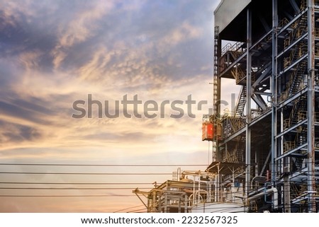 the industrial plant and elevator for passenger people. the hoisting lift for the convention for the operator to conduct some activity.