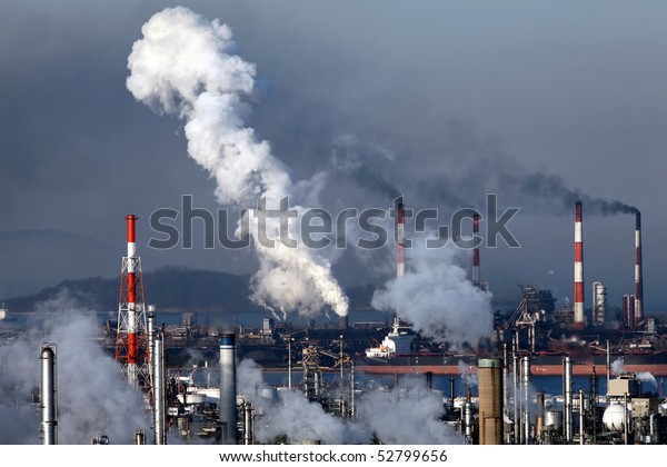 Industrial Plant Smoke Stacks Industrial Area Stock Photo Edit Now