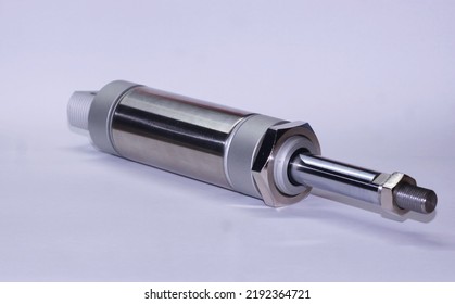 A Industrial  Pneumatic Cylinder On White Background