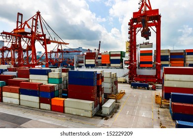 industrial port with containers - Shutterstock ID 152229209