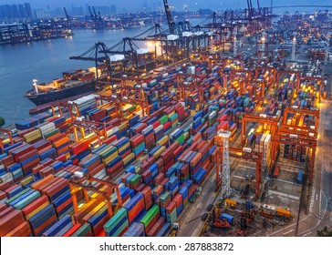 industrial port with containers